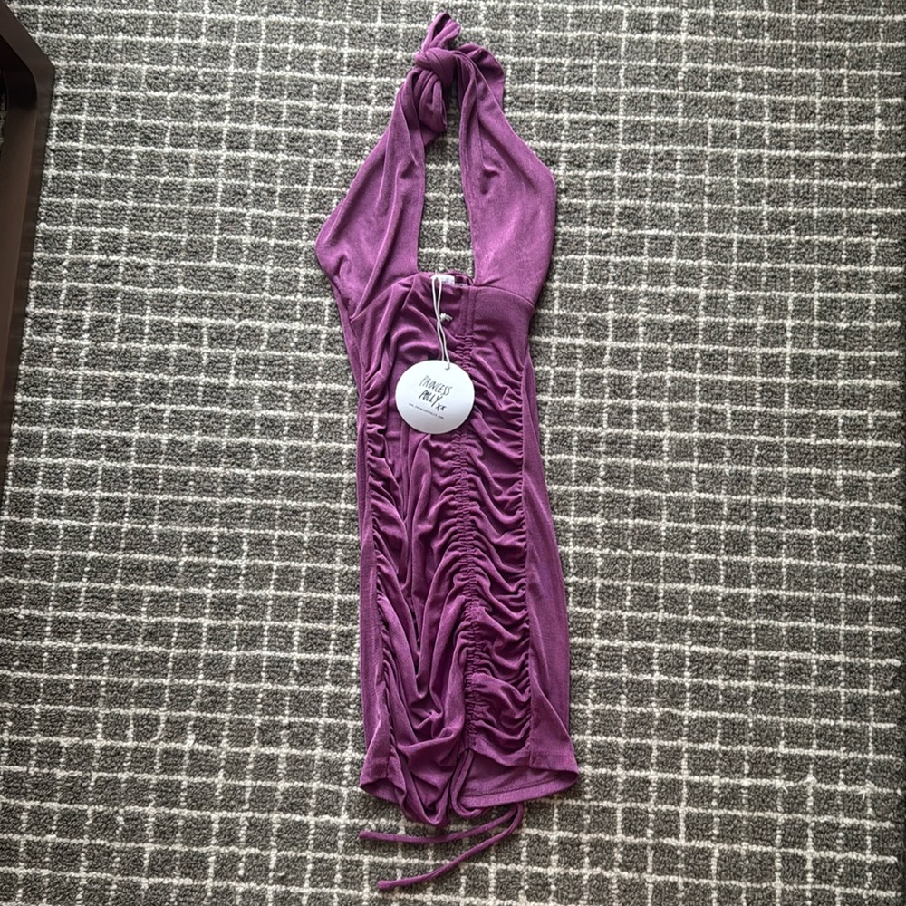 Purple party dress with subtle shimmer